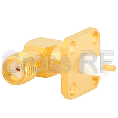 (image for) SMA Right Angle Female 4 Hole Panel Receptacle