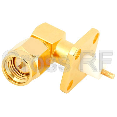 (image for) SMA Right Angle 4 Hole Panel Plug Receptacle